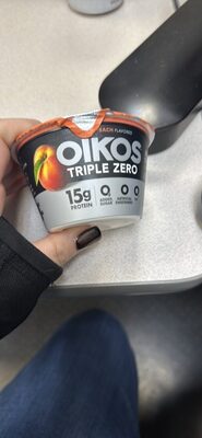 Oikos Dannon Triple Zero Greek Blended Peach Nonfat Yogurt 5.3 oz. Cup