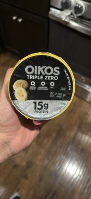 Oikos Dannon Triple Zero Greek Blended Banana CrTme Nonfat Yogurt 5.3 oz. Cup
