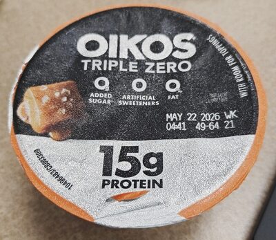 Oikos Dannon Triple Zero Greek Blended Salted Caramel Nonfat Yogurt 5.3 oz. Cup