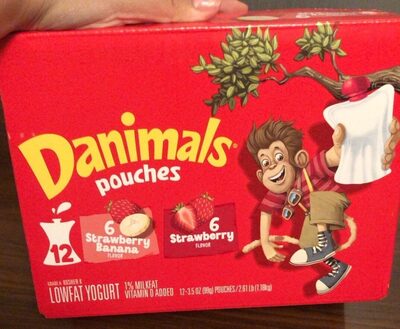 Danimals Dairy Dannon POUCH STRAWBERRY/STRAWBERRY BANANA 3.5OZ 12PK