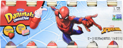 Danimals Dannon Marvel Spiderman Variety Cups Smoothie 12-3.1 fl. oz. Bottles