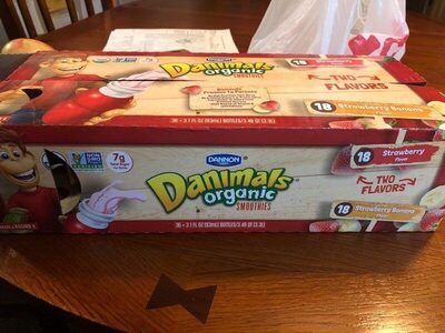 Danimals Dannon Strawberry & Strawberry Banana Organic Smoothies 36-3.1 fl. oz. Bottles
