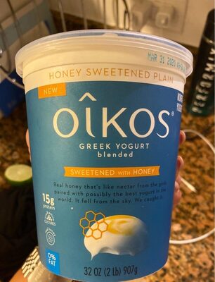 Honey Sweetened Plain Blended Greek Nonfat Yogurt, Honey Sweetened Plain