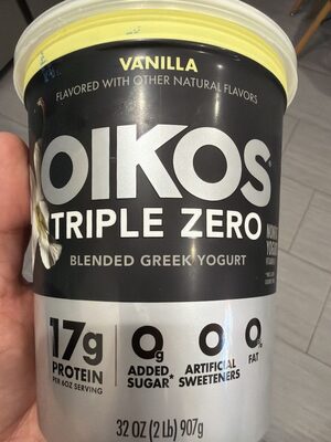 Oikos Dannon Triple Zero Greek Blended Vanilla Nonfat Yogurt 32 oz. Tub