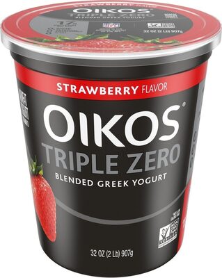 Strawberry Flavor Triple Zero Blended Greek Nonfat Yogurt, Strawberry