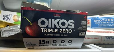 Oikos Dannon Triple Zero Greek Blended Cherry Nonfat Yogurt 4-5.3 oz. Cups