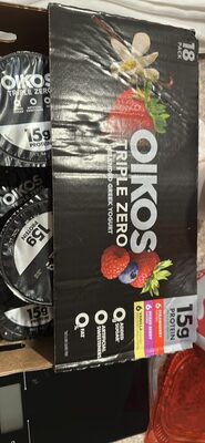 Oikos Dannon Triple Zero Greek Blended Mixed Berry Nonfat Yogurt 5.3 oz. Pack