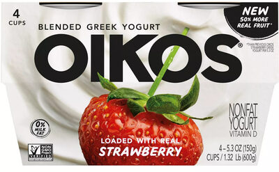 Blended Greek With Real Strawberry Nonfat Yogurt, Strawberry