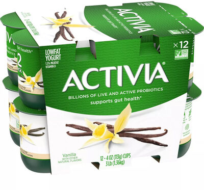 Activia Dannon Blended Vanilla Lowfat Probiotic Yogurt 12-4 oz. Cups