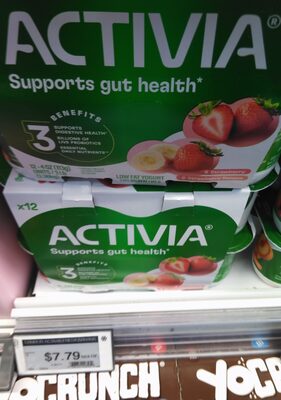 Activia Dannon Blended Strawberry Banana & Strawberry Lowfat Probiotic Yogurt 12-4 oz. Cups