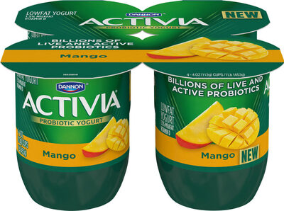 Activia Dannon Blended Mango Lowfat Probiotic Yogurt 4-4 oz. Cups