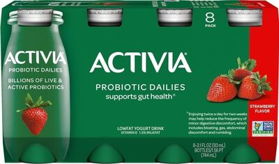 Activia Dannon Probiotic Dailies Strawberry Lowfat Yogurt Drink 8-3.1 fl. oz. Bottles