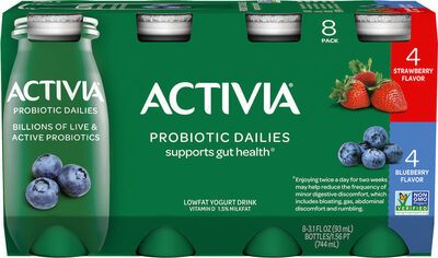 Activia Dannon Probiotic Dailies Strawberry & Blueberry Lowfat Yogurt Drink 8-3.1 fl. oz. Bottles