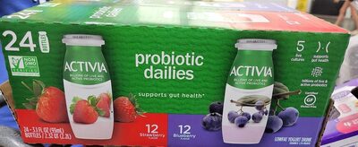 Activia Dannon Probiotic Dailies Strawberry Acai Berry Lowfat Yogurt Drink 24-3.1 fl. oz. Plastic Bottles