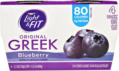 Light + Fit Dannon Greek Blended Blueberry Nonfat Yogurt 4-5.3 oz. Cups