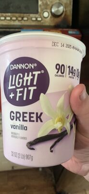 Light + Fit Dannon Greek Blended Vanilla Nonfat Yogurt 32 oz. Tub