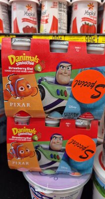 Danimals Dannon Strikin' Strawberry Kiwi Smoothies 3.1 fl. oz. 6 pack