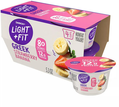 Greek Strawberry Banana Fat Free Yogurt, Strawberry; Banana