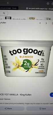 Two Good Vanilla Greek Yogurt 5.3 oz. Cup