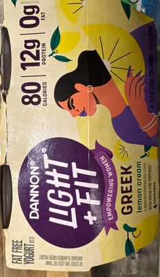 Light + Fit Greek Nonfat Lemon Cream Yogurt 4 Cups 5.3 oz Cup/Tub/Bowl 4 ea