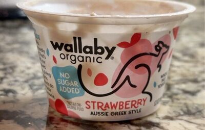 Strawberry Rose Flavored Organic No Sugar Added Aussie Greek Whole Milk Yogurt, Strawberry Rose
