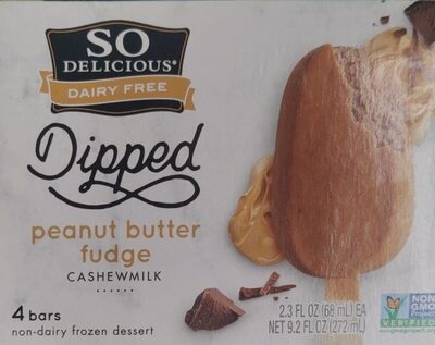 Peanut Butter Fudge Cashewmilk Dipped Non-Dairy Frozen Dessert Bars, Peanut Butter Fudge Cashewmilk