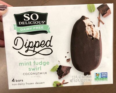 Mint Fudge Swirl Flavored Dipped Coconutmilk Non-Dairy Frozen Dessert Bars, Mint Fudge Swirl