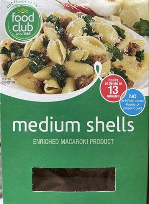 Enriched Macaroni Product, Medium Shells