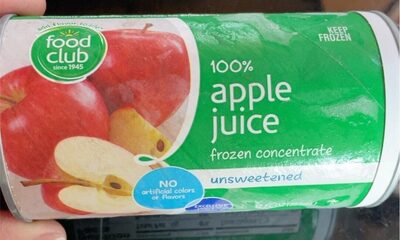 100% Unsweetened Apple Juice Frozen Concentrate, Unsweetened Apple