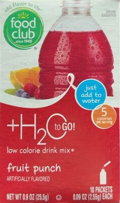 +H2O To Go!, Fruit Punch Low Calorie Drink Mix, Fruit Punch