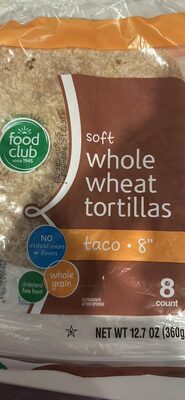Whole Wheat Soft Taco Tortillas, Whole Wheat