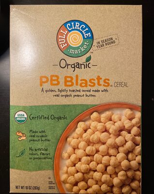 Pb Blasts Golden, Lightly Toasted Cereal Made With Real Organic Peanut Butter, Pb Blasts
