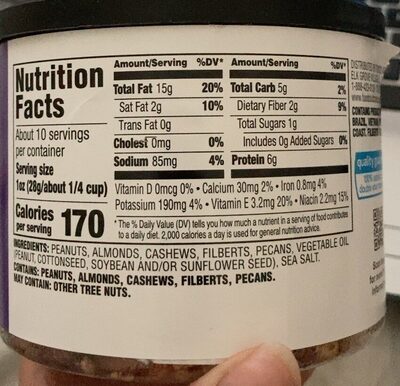 Mixed Nuts With Peanuts, Almonds, Cashews, Filberts & Pecans