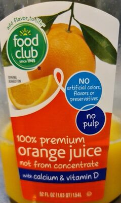100% Premium Orange Juice With Calcium & Vitamin D, Orange