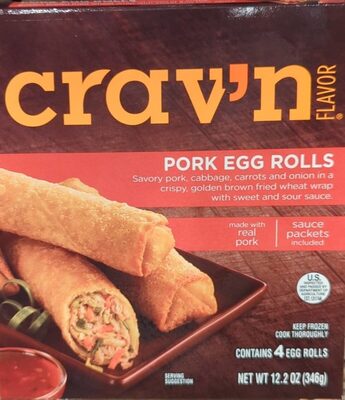 Pork Egg Rolls Savory Pork, Cabbage, Carrots And Onion In A Crispy, Golden Brown Fried Wheat Wrap With Sweet And Sour Sauce, Pork Egg Rolls
