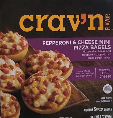 Pepperoni & Cheese Mini Pizza Bagels Mozzarella Cheese And Pepperoni Topped Mini Pizza Bagel Halves, Pepperoni & Cheese