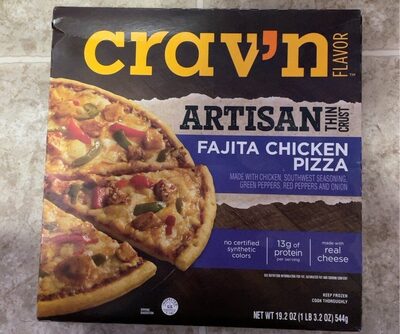 Fajita Chicken Made With Chicken, Southwest Seasoning, Green Peppers, Red Peppers And Onion Artisan Thin Crust Pizza, Fajita Chicken
