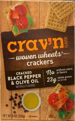 Cracked Black Pepper & Olive Oil Woven Wheats Crackers, Cracked Black Pepper & Olive Oil