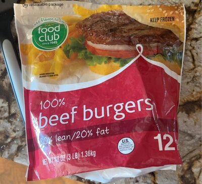 80% Lean/20% Fat 100% Beef Burgers, Beef