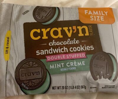 Mint Creme Double Stuffed Chocolate Sandwich Cookies, Mint Creme