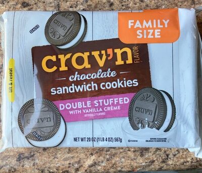 Vanilla Creme Double Stuffed Chocolate Sandwich Cookies, Vanilla Creme