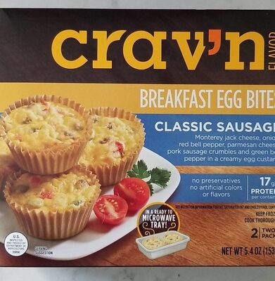 Classic Sausage Monterey Jack Cheese, Onion, Red Bell Pepper, Parmesan Cheese, Pork Sausage Crumbles And Green Bell Pepper In A Creamy Egg Custard Breakfast Egg Bites, Classic Sausage