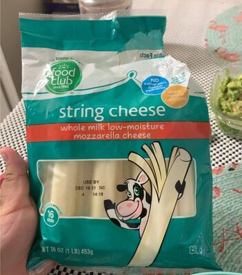 Mozzarella Whole Milk Low-Moisture String Cheese, Mozzarella