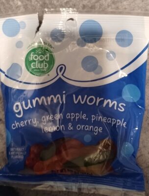 Cherry, Green Apple, Pineapple, Lemon & Orange Flavored Gummi Worms, Cherry, Green Apple, Pineapple, Lemon & Orange