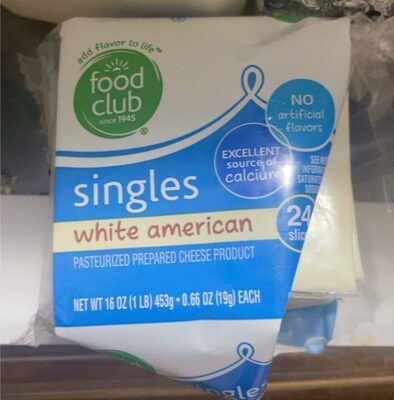 White American Singles Cheese Product, White American