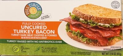 Fully Cooked Uncured Turkey Bacon Dark Meat Chopped & Formed, Uncured Turkey Bacon