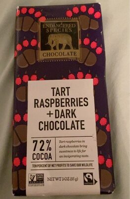 Tart Raspberries + Dark Chocolate 72% Cocoa Chocolate Bar, Tart Raspberries + Dark Chocolate