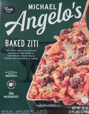 Italian-Style Meatballs And Ziti Pasta Smothered In Vine-Ripened Tomato Sauce, Topped With Mozzarella Cheese., Baked Ziti With Meatballs