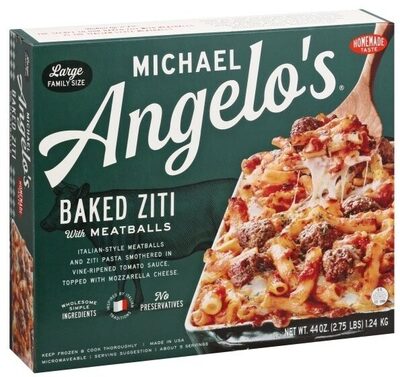 Baked Ziti With Meatballs Italian-Style Meatballs And Ziti Pasta Smothered In Vine-Ripened Tomato Sauce, Topped With Mozzarella Cheese, Baked Ziti With Meatballs