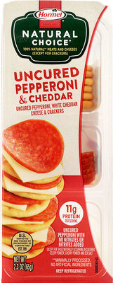 Hormel Natural Choice Uncured Pepperoni, White Cheddar & Crackers, 2.3 Oz